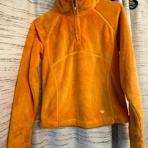 Obermeyer Orange Pullover Hoodie with High Collar and Fleece Material
